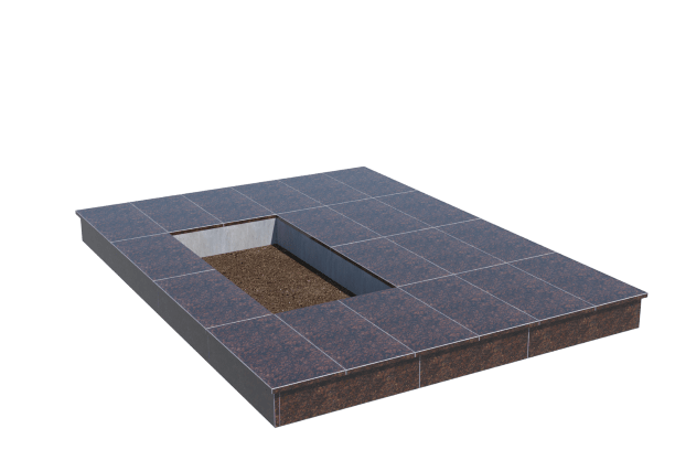 Площадки на могилу в&nbsp;Йошкар-Оле | Площадка с вертикальной (15 см) облицовкой Дымовским гранитом (под цветник)