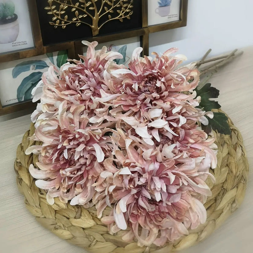 Искусственные цветы в Йошкар-Оле | Цветок искусственный «Хризантема», персиково-розовая, одиночный