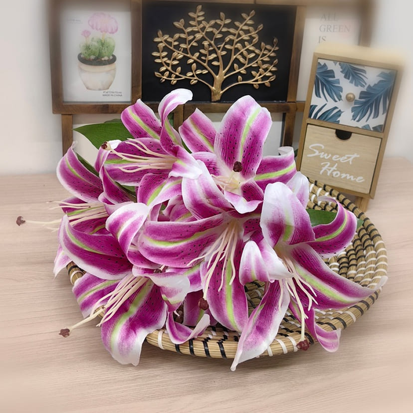 Искусственные цветы в Йошкар-Оле | Цветы искусственные «Лилии крупные», розово-сиреневые, букет