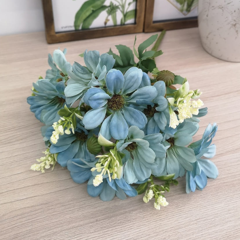 Искусственные цветы в Йошкар-Оле | Цветы искусственные «Ромашки с бутонами», голубые, букет