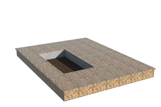 Площадки на могилу в&nbsp;Йошкар-Оле | Площадка с вертикальной (15 см) облицовкой Южно-султаевским гранитом (под цветник)