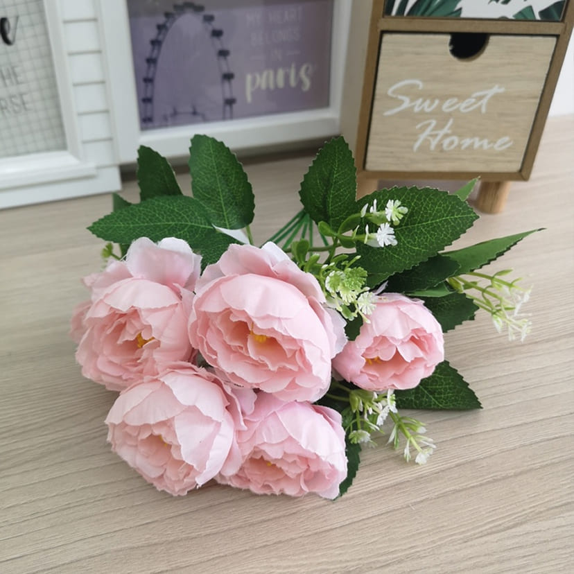 Искусственные цветы в Йошкар-Оле | Цветы искусственные «Минипиончики с гипсофилой», нежно-розовые, букет