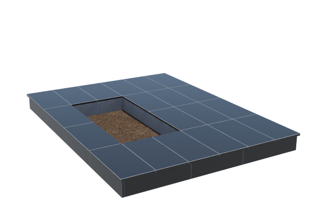 Площадки на могилу в&nbsp;Йошкар-Оле | Площадка с вертикальной (15 см) облицовкой гранитом Габбро (под цветник)