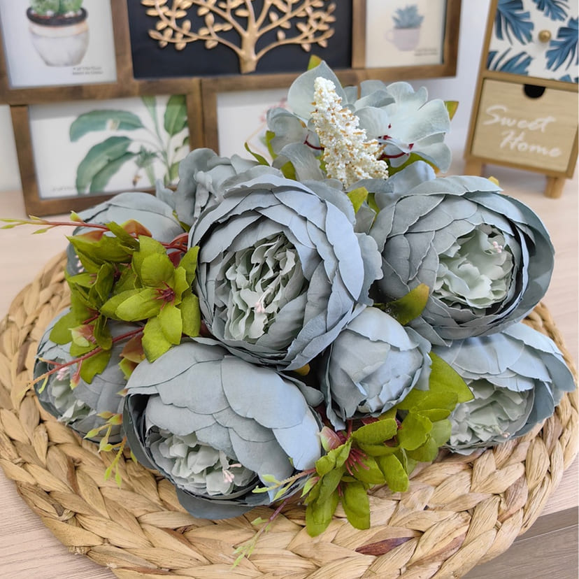 Искусственные цветы в Йошкар-Оле | Цветы искусственные «Пионы», серо-голубые, букет