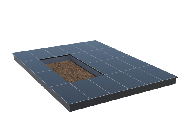 Площадки на могилу в&nbsp;Йошкар-Оле | Площадка с вертикальной (10 см) облицовкой гранитом Габбро (под цветник)